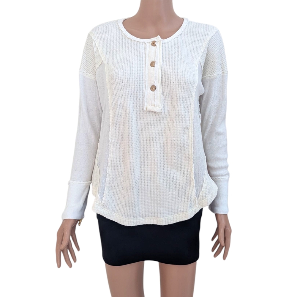 NEW We the Free Henley waffle long sleeve thermal top